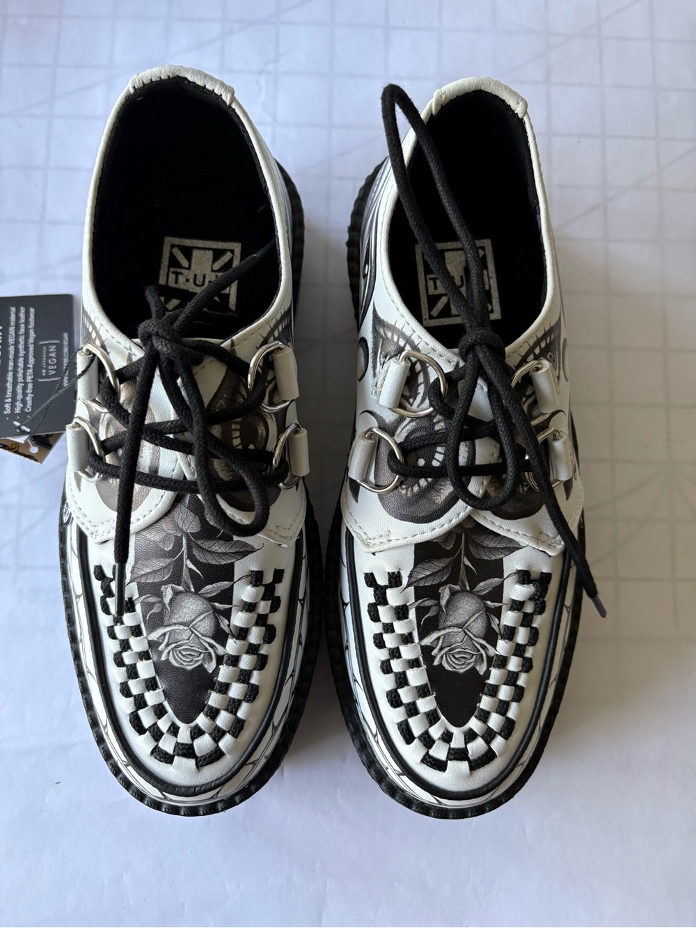 T.U.K Adam Vu Noir Tattoo Print Creepers W7 M5 NWT